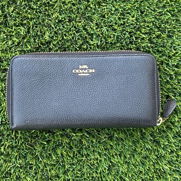 Coach Handbags - COACH Pebble Leather Accordion Zip Wallet, Black